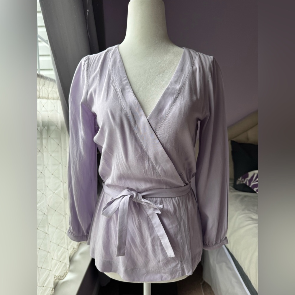 J. Crew Mercantile Long-Sleeve Lavender Wrap Style Top